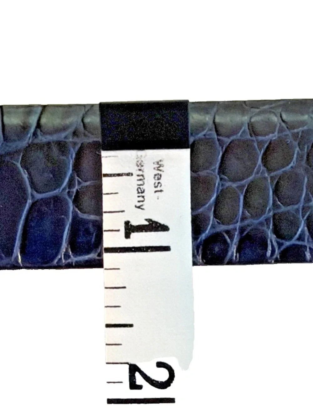 Genuine Italian Calfskin Belt 44 Blue Croc Embossed Leather Silver Tip Western